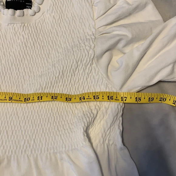 ASOS size 14 white cream puff bishop sleeve smocked chest peplum frill neck - Picture 8 of 11